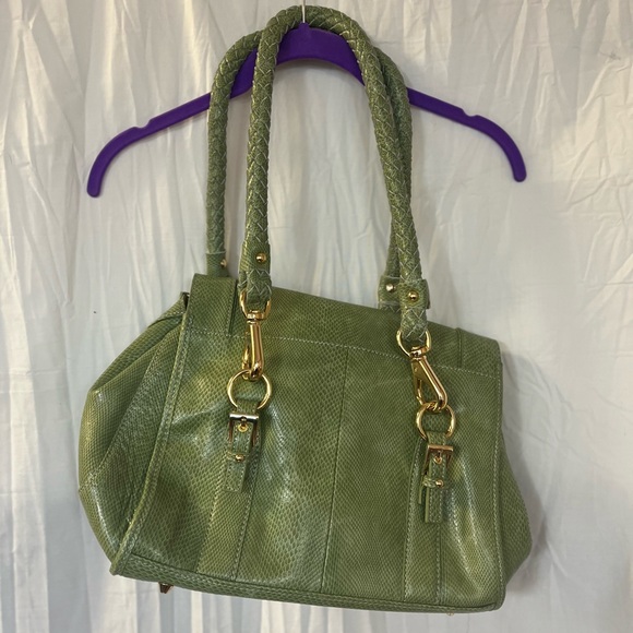 La Gioe Di Toscana The Italian Collection By Sharon Gioe Satchel Green Reptile - Picture 2 of 9